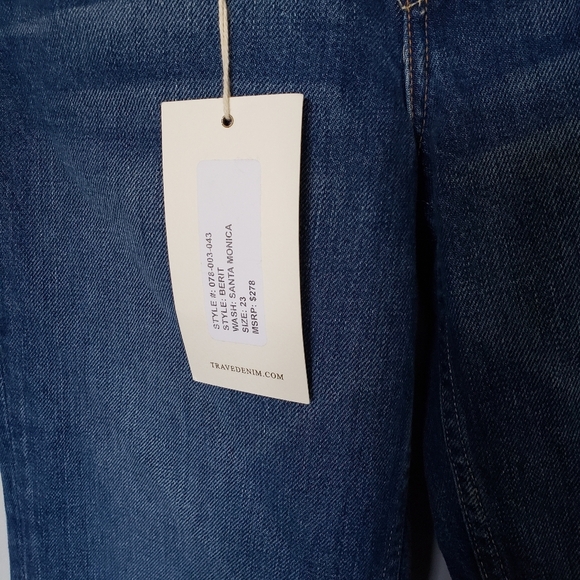 TRAVE Berit High Rise Straight Leg Jeans Raw Hem Santa Monica SZ 23 - Picture 7 of 8